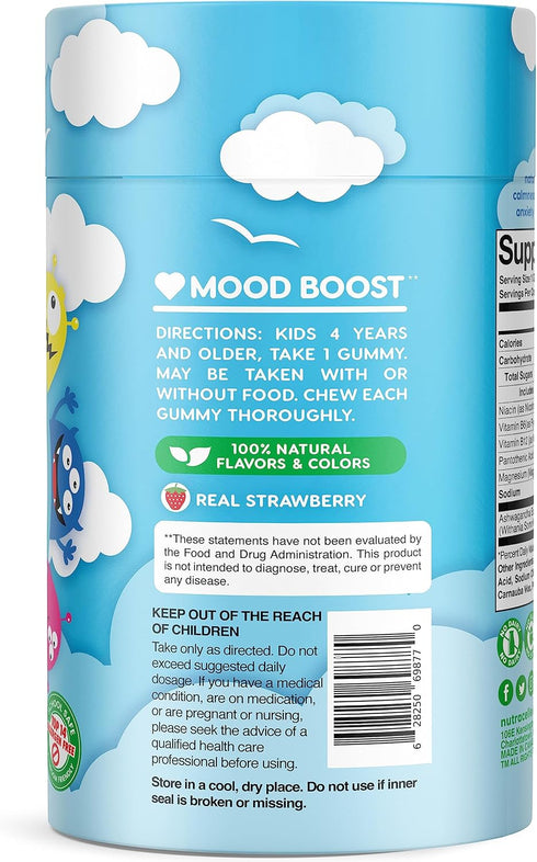 NUTRAMIN Kids Mood Boost Vitamin Gummy: The Yummy and Calm Magnesium Citrate Supplement for Children with Ashwagandha & Vitamin B Complex Anti-Str...