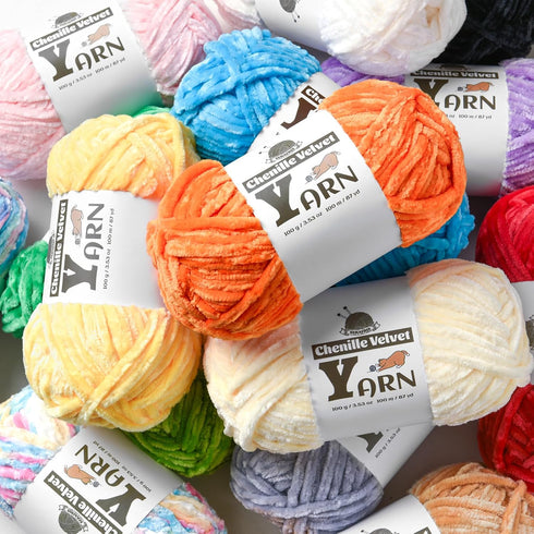 Plush Chenille Chunky Yarn - Fluffy Velvet Yarn Crochet for Blanket Knitting and Crocheting - Soft Baby Yarn for Crocheting - Amigurumi Crochet Ya...