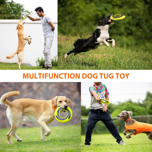 SKIPDAWG Interactive Dog Tug Toy, Dog Flying Disc Dog Water Toy Non-Toxic Light TPR/Nylon Fabric, Pet Training Toys/Outdoor Exercise Toys for Dogs...