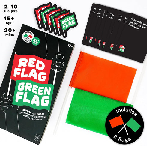 Fun Red Flag Green Flag Party Game - to Judge your Friends Dating Decisions - 230 Diverse Questions - Board Game for Adults, Adult Party Games, Ga...