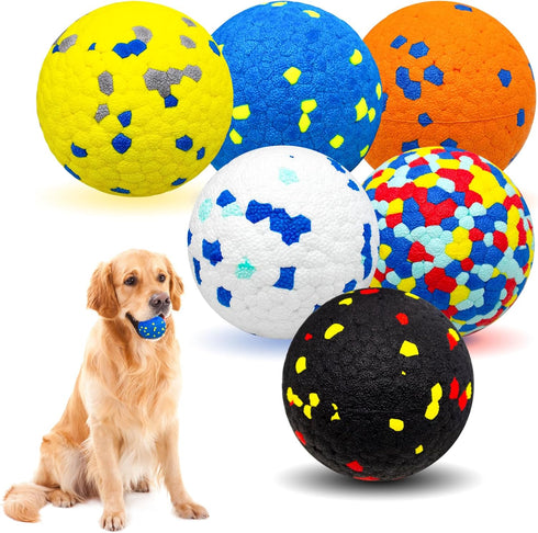 6 Pcs Dog Balls Tennis Ball for Aggressive Chewers Indestructible Dog Teething Chew Toys for Large Medium Small and Puppies, More Biting-Proof Ato...
