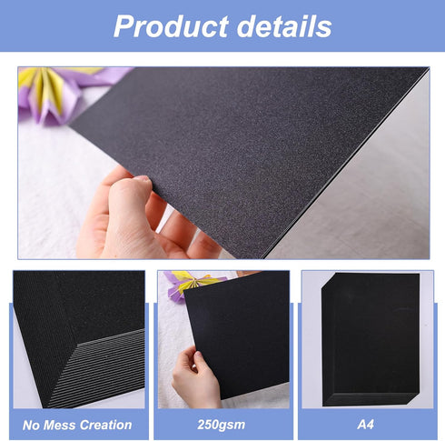 BigOtters 27 Sheets Black Glitter Cardstock Paper, A4 Sparkly Cardstock for DIY Art Project Scrapbook Birthday Wedding Party Decoration School Sup...
