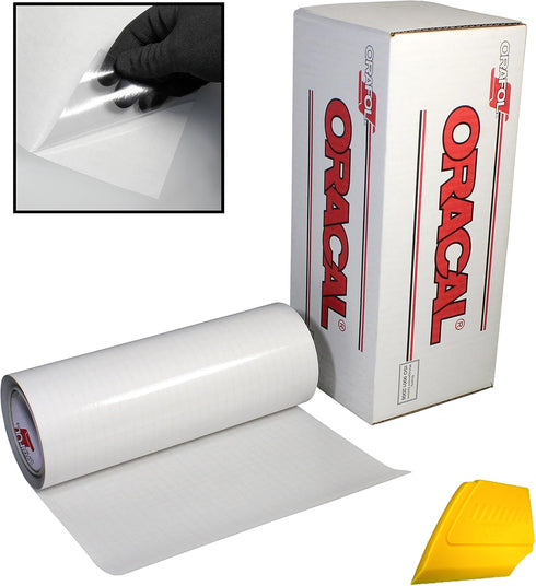 ORACAL Clear Transfer Paper Tape 15ft Roll w/Hard Yellow Detailer Squeegee (6" x 15ft)...