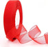 1 inch Red Organza Ribbon, 50 Yard Sheer Chiffon Ribbon for Gift Wrapping, Transparent Wired Tulle Ribbon for Holiday Presents, Birthday Cards, We...