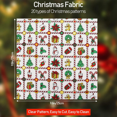 Christmas Fabric Bundles, 20 Pcs Different Pattern Christmas Quilting Fabric, Fabric Squares with Snowman and Santa Christmas Cotton Fabric Sewing...