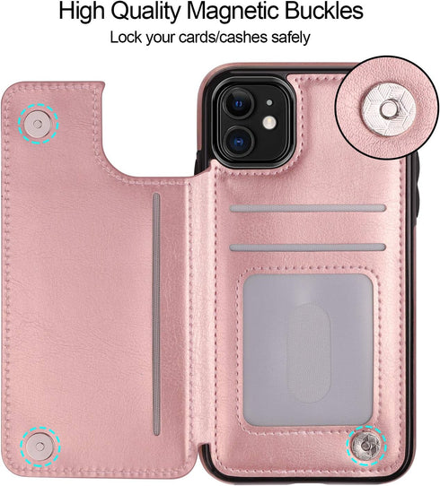 HianDier Wallet Case for iPhone 11 6.1-inch Slim Protective Case with Credit Card Slot Holder Flip Folio Soft PU Leather Magnetic Closure Cover fo...