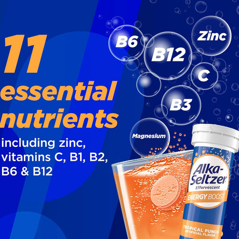 Alka-Seltzer Energy Boost: Caffeine & Guarana, B Vitamins, Supports Mental Alertness and Physical Energy, Daily Energy Supplement, Fizzy Tablets, ...
