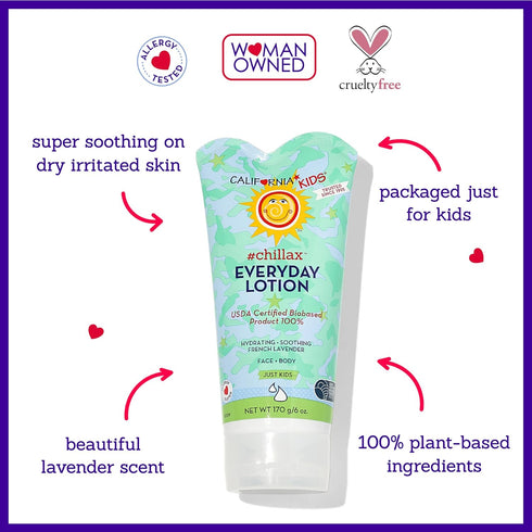 California Kids Chillax Lotion | 100% Plant-Based Skin Care For Kids | Lavender Kids Lotion For Dry Sensitive Skin | Hypoallergenic | 170 g / 6 oz...