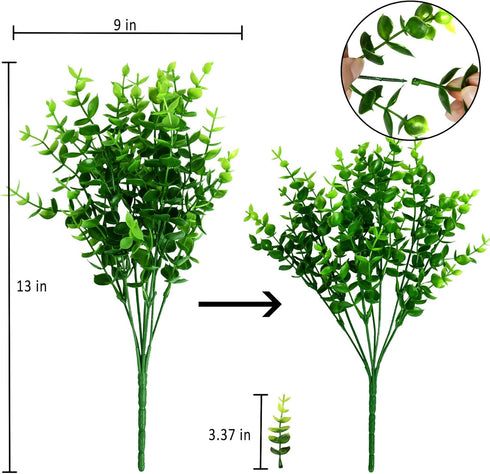 Leyaron 9 Bundles Fake Plants Artificial Boxwood Greenery 63 Stems Fade Resistant Faux Plastic Plants for Garden Farmhouse Porch Patio Window Box ...
