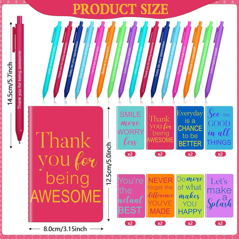 Funrous 32 Pcs Motivational Quote Pens Inspirational Notepads Mini Motivational Journal with Ballpoint Pen Small Notebooks Gift Set for Student Me...