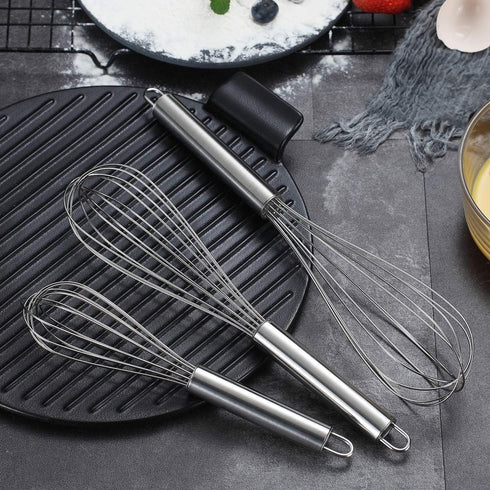 Berglander Whisk Set Pack of 3, Stainless Steel Whisks for Cooking 8",10",12", Wire Ballon Wisk (Silver)...