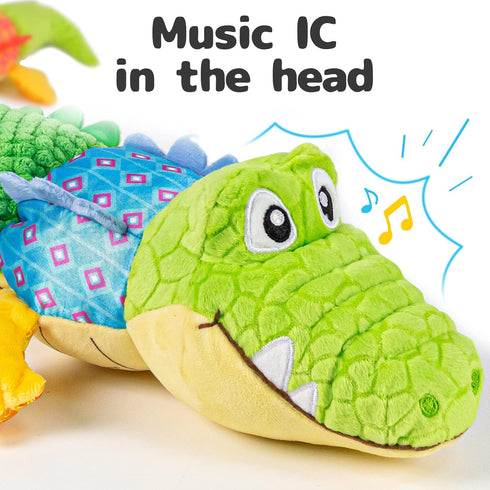 Infant Baby Musical Stuffed Animal Activity Soft Toys with Teether, Multi-Sensory Crinkle, Rattle and Textures, for Tummy Time Newborn 0-3-6-12 Mo...