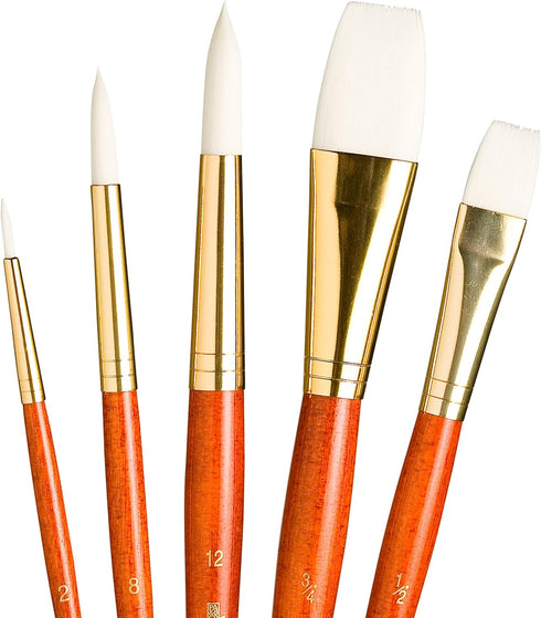 Princeton RealValue Paintbrush, Round 2,8,12, Stroke 3/4, Wash 1/2, Orange...