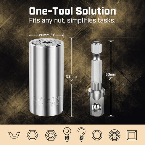 Super Universal Socket Tools, Socket Set with Power Drill Adapter(7-19 MM) Suitable for Wing Nuts, Cap Screws, Hooks, or Flanges....