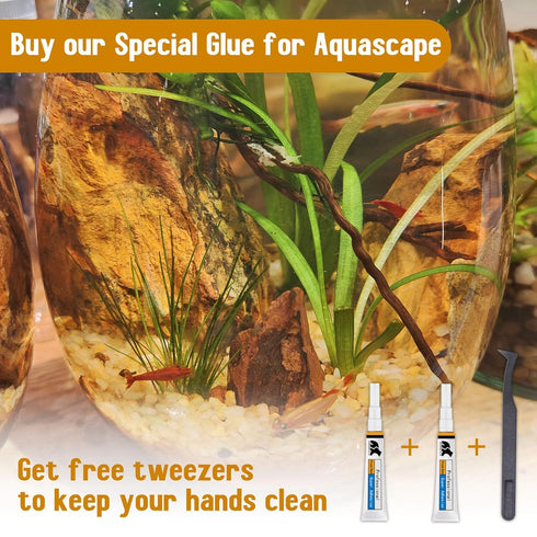 Aquarium Glue, Clear Reef Glue with Tweezers, Instant Aquarium Glue for Plants and Rocks, Super Adhesion for Fish Tanks Aquariums (2PCS)...