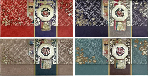 4 Pattens 4 Pcs Money Envelope (Pack of 4) 6.6"" x 3.4"" Korean Traditional Gold-Embossed Envelopes for Money Gift, New Year, Birthday, Wedding, S...