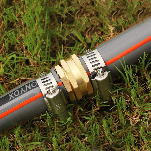 Xiny Tool Hose Repair Connectors with Claps, 5/8" Aluminum Garden Hose Repair Kit, Female and Male Hose Connectors & Fitting with Stainless Steel ...