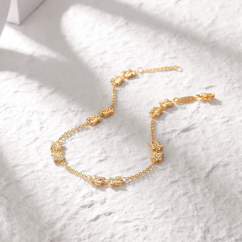 Gold Dainty Anklet,14K Gold Plated Boho CZ Star Beach Cute Pig Nose Tassel Disc Foot Chain Flat Marina Link Ankle Bracelet Lace Chain Anklet for W...