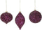 Beaded Purple Plum Glittered Ball Finial 6 inch Glass Decorative Hanging Christmas Ornament Set 3...