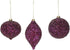 Beaded Purple Plum Glittered Ball Finial 6 inch Glass Decorative Hanging Christmas Ornament Set 3...