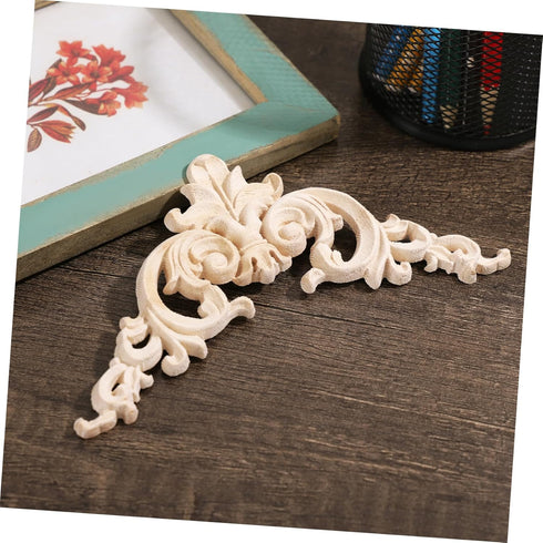 Garneck 4PCS Wood Carved Corner Onlay Applique Frame Unpainted Furniture Corner Applique Supplies Wall Cabinet Decor...