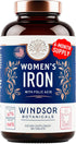 Iron Pills for Women - Iron Supplement for Women with Folic Acid - 6 Month Supply - Anemia, Period, Pregnancy Support Iron Supplements - Ferrous S...