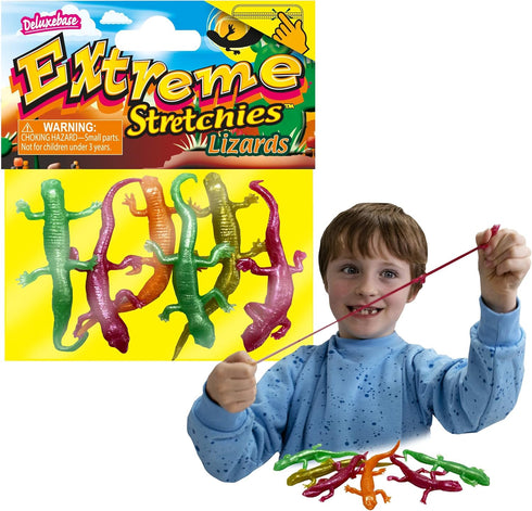 Deluxebase Extreme Stretchies - Lizards from Pack of 4 Small Reptile Animal Stretchy Toys. Perfect for kids, great party favors and pinata stuffer...