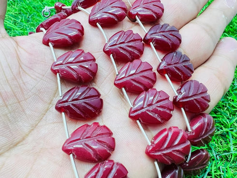 1 Strand Ruby 9 Pcs Beads Size 18X14Mm Leaf Shape Cut Smooth Beads For Jewellery Making, Beading & Craft Supplies Kcrafts-Rk_K35...