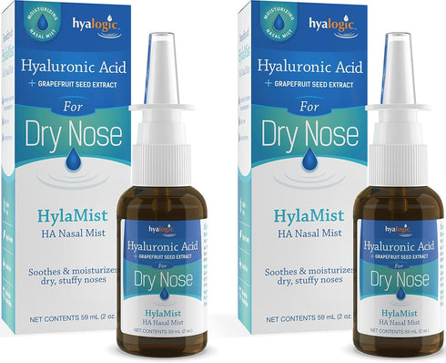 Hyalogic HylaMist Nasal Spray for Dry Nose - Soothing & Moisturizing with Hyaluronic Acid & Grapefruit Seed Extract Sinus Nasal Spray - Ideal for ...