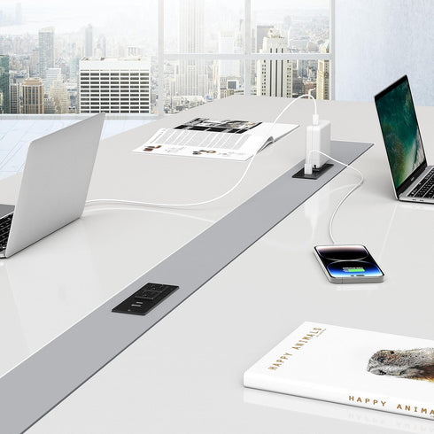 Conference Recessed Power Strip,20W USB C Fast Charging,Furniture Recessed Outlet,2 Outlets,2 USB Ports Table Power Strip,Flush Mount Power Strip ...