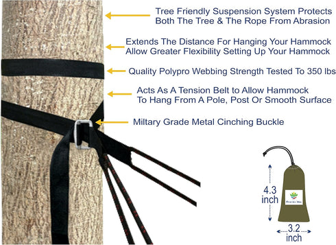 Hammock Bliss Deluxe Cinching Tree Straps - Heavy Duty & Extra Long Adjustable Tree Straps - Seat Belt Like Buckle Makes It a Cinch to Hang Your C...