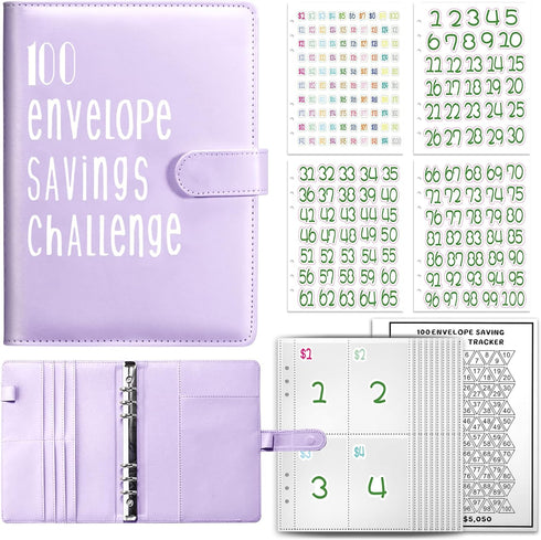 100 Envelopes Money Saving Challenge, Budget Planner Easy and Fun Way to Save $5,050, Savings Challenges Book with Cash Envelopes for Office, Home...