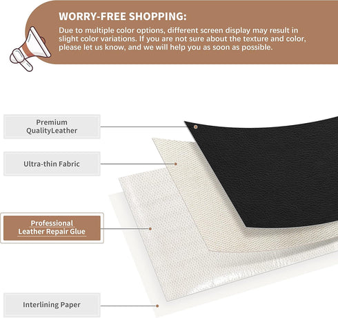 ONine Leather Repair Patch?Self-Adhesive Couch Patch?Multicolor Available Scratch Leather 8X11 Inch Peel and Stick for Sofas, Car Seats Hand Bags ...