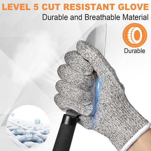 6 Pairs Cut Resistant Gloves Level 5 Protection Cutting Gloves Anti Cut Gloves for Kitchen Fish Slicing and More (X-Large)...