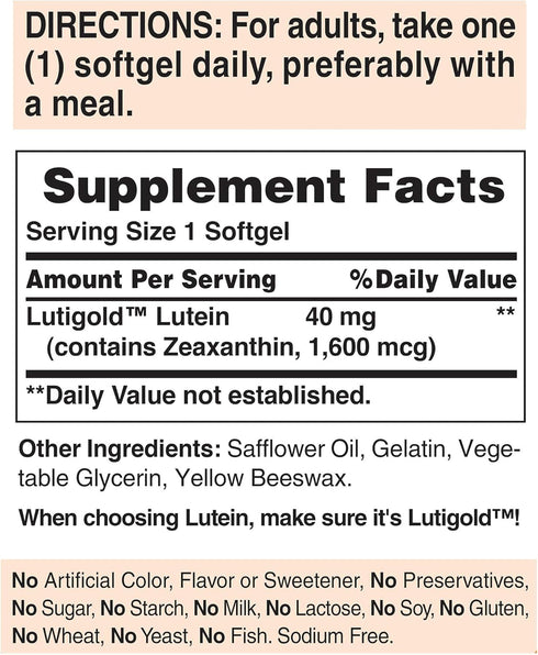 Puritan's Pride Lutein 40mg With Zeaxanthin, Supports Eye Health, 120 Count (Pack of 2)...