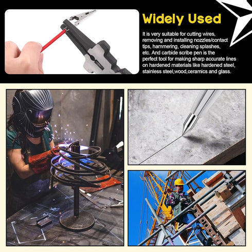 8" 6 Function MIG Welding Pliers, Dual-Sided Gage Standard Metal Gauge Measurement and Tungsten Carbide Scriber for Metal Sheet (3 Pack)...