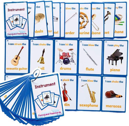20PCS/Set Instrument Kids Gifts English Flash Cards Pocket Card Educational Learning Baby Toys for Children Pre-Kindergarten...