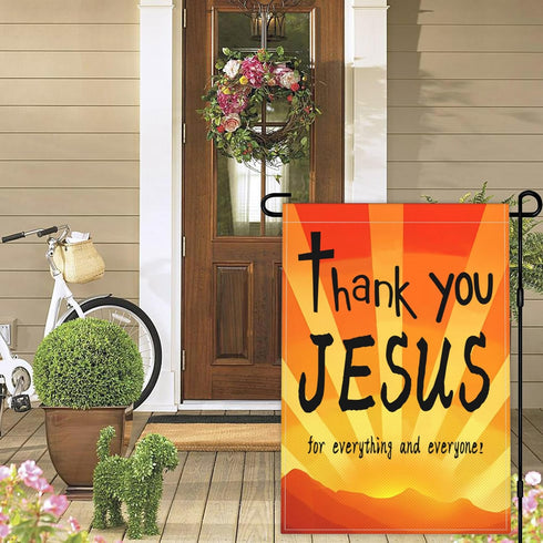Thank You Jesus Garden Flag 12x18 Inch For Everything And Everyone Garden Flag 3ply Fabric Double Sided Christ Jesus Easter Garden Flag for Outdoo...