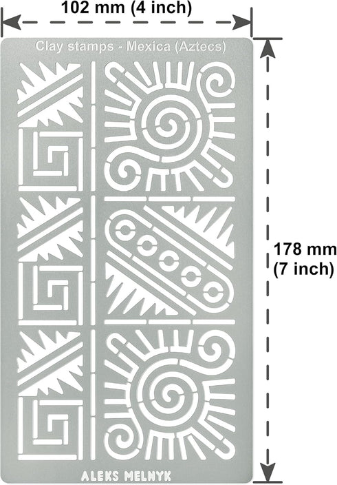 Aleks Melnyk No.433 Metal Stencil, Aztec Stencil Patterns and Symbols, Small Stencil, 1 PC, Template for Wood Burning, Engraving, Crafting, Scrapb...