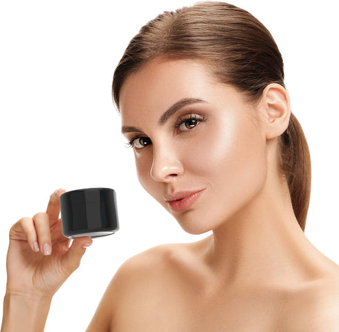 Houseables Black Cosmetic Jars, Small Containers with Lids, Plastic, 2 Fl Oz, 160 ML, 24 Pack, TSA Approved Container for Lotion, Salve, Body Butt...