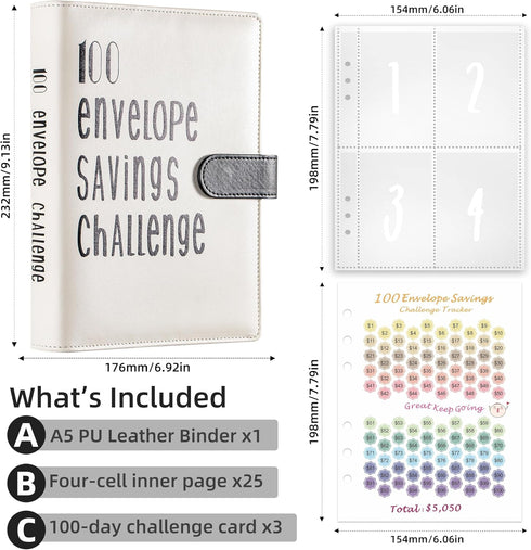 100 envelopes money saving challenge | money saving binder | budget binder | a5 binder | savings binder | savings challenge | libreta de ahorros d...