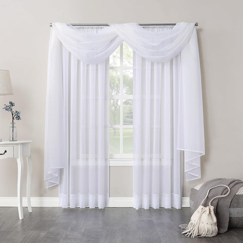 No. 918 Emily Sheer Voile Rod Pocket Curtain Panel, 59" x 120", White...
