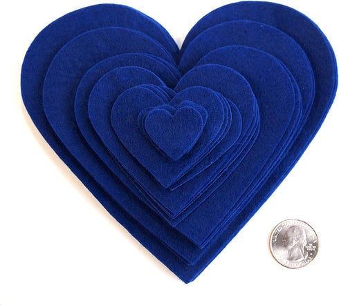 Playfully Ever After 1 to 6 inch Multi-Size Pack Stiff Felt Hearts 18pc (Blue)...