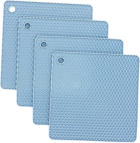 Smithcraft Silicone Trivets for Hot Dishes, Pots and Pans, Hot Pads for Kitchen, Blue Silicone Pot Holders Mats for Kitchen Quartz Counter Heat Re...