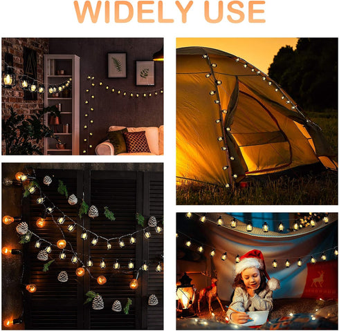 AceList Camping Lantern String Light 30 LED Camping Lights Battery and USB Operated, Happy Camper Mini Kerosene Lamp Perfect for Camping Decoratio...