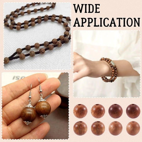 400pcs/Box Natural Round Wood Scentedros Beads 6mm Undyed Waxed Ball Spacer Beads Wooden Loose Beads for DIY Jewelry Crafts Making, Sienna...