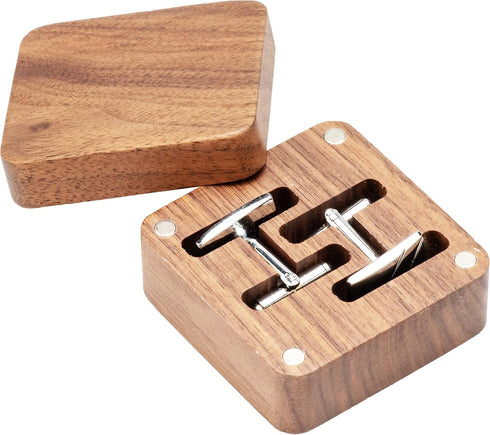 Small Vintage Black Walnut Wooden Cufflinks Gifts Box for Men Wedding Bussiness Anniversary Birthday Valentine's Day...