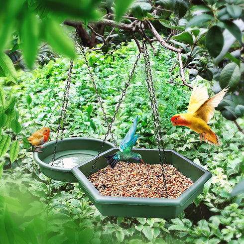 Hanging Bird Bath?Bird Bath - Bird Feeder, 2 in 1 XL Hanging Bird Feeder & Bird Bath for Outside, Hanging Bird Baths for Outdoors...