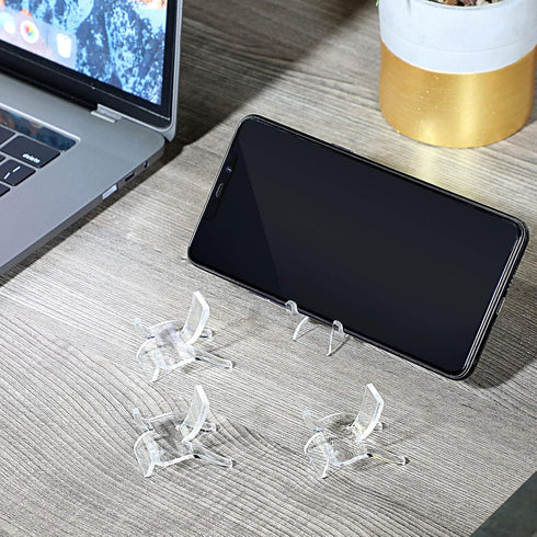 Jetec 20 Pieces Acrylic Display Holder Rock Stand Clear Display Easel Stands Pedestal Small Collectibles Display Stands for Displaying Crystal Geo...