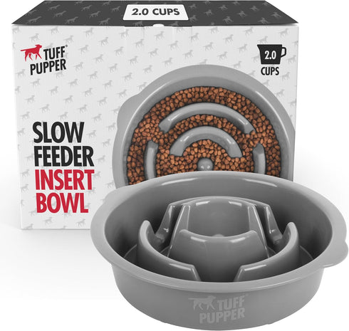 Tuff Pupper Slow Feeder Insert Bowl | Puzzle Maze Slows Down Eating | Elevated Feeder Tray Bowl | Standalone Dog Bowl | Pet Bowl Insert | Easy Cle...
